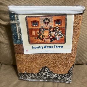 Disney tapestry woven throw Mickey’s Holiday Gathering NWT